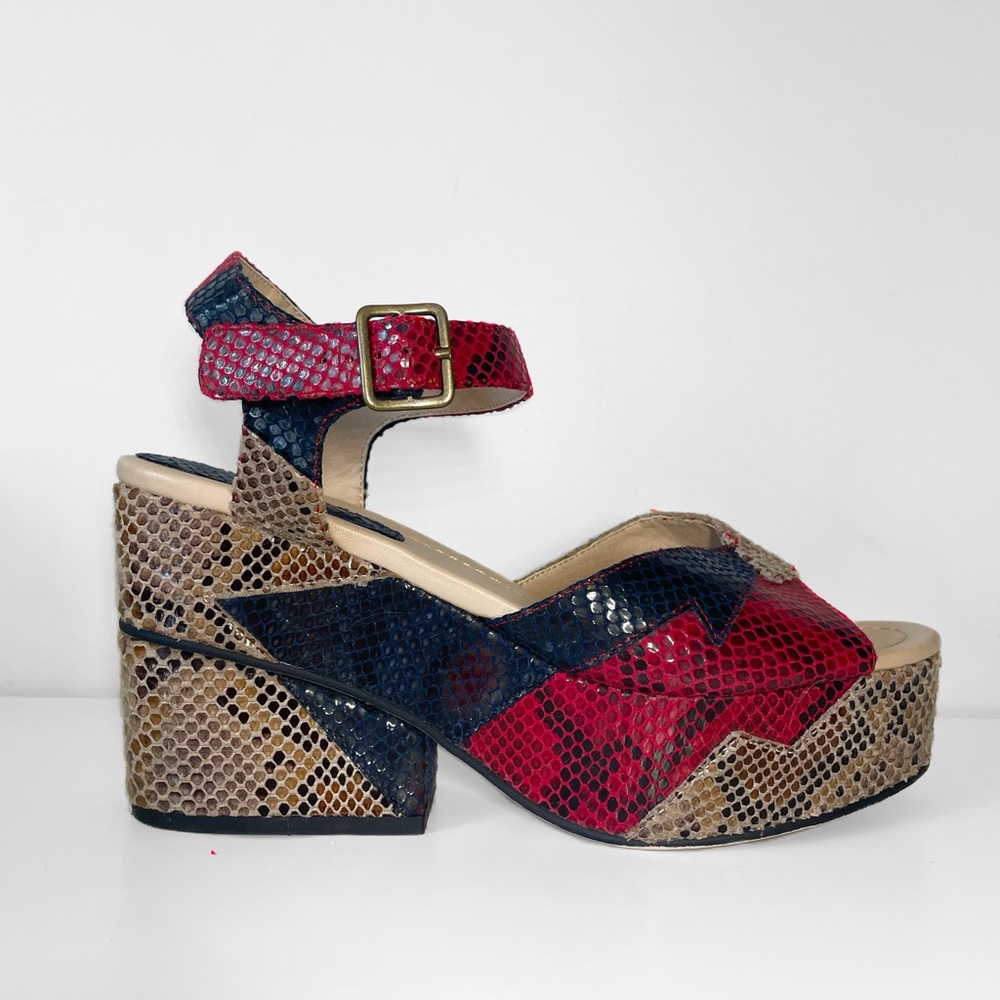 ASOS Toot Toot Chunky Platform Sandal Heels in Snakeskin